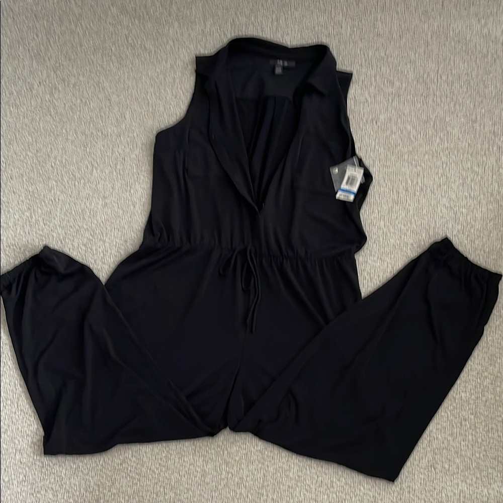 Style & Co Black V-Neck Jumpsuit with Tapered Pants